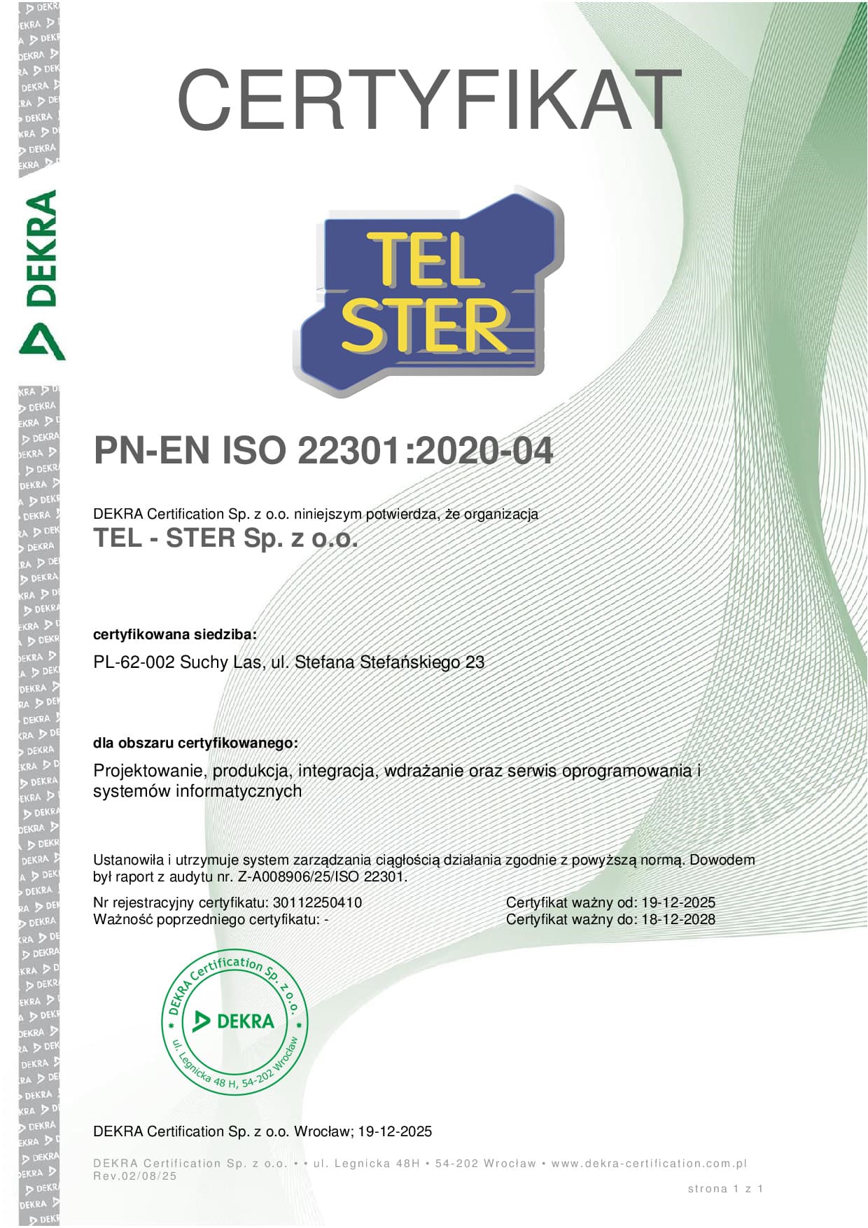 ISO 22301:2019 - System Zarządzania Ciągłością Działania